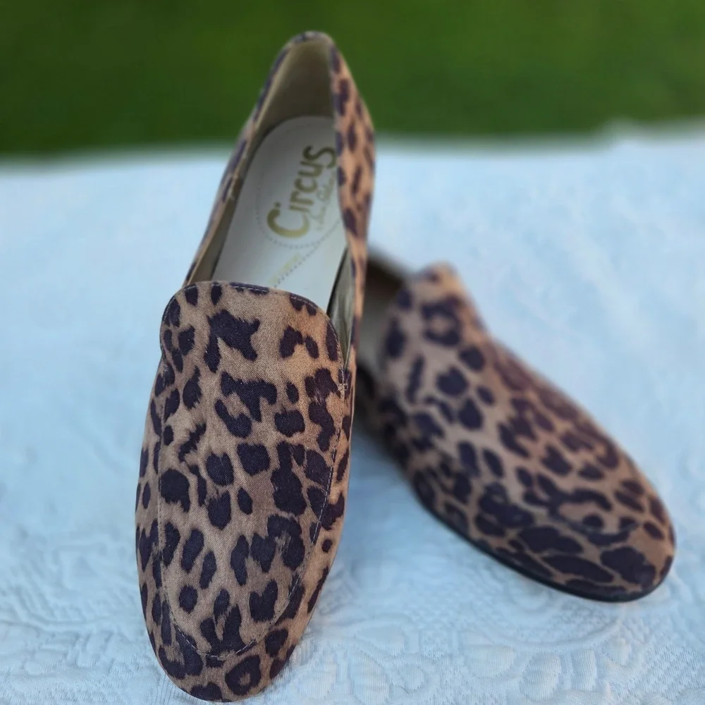 Circus by Sam Edelman Harlem Leopard Print Loafers Brown Black Flats 6.5M Fall
